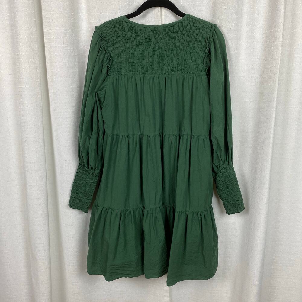 Pomander Place Tuckernuck Green Cotton Tiered Ceci Smocked Mini Dress Sz.S - Picture 10 of 15